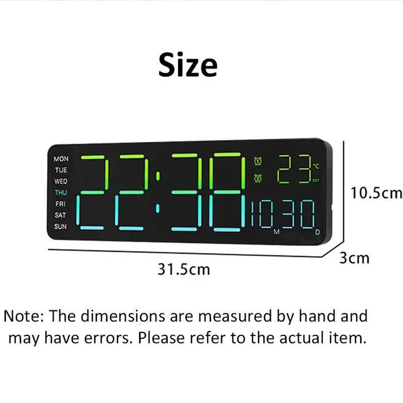 13 Large Digital Alarm Clock with Remote Control 11Color Dynamic RGB Display LED Multicolor Ambiance Wall Clocks Room Decor C251015