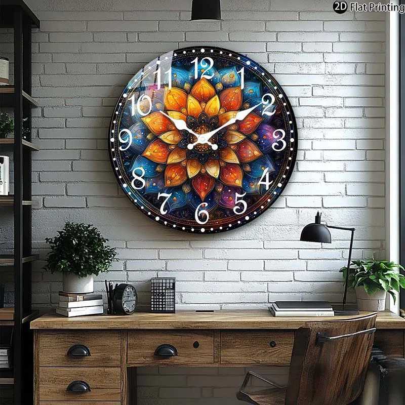 Wooden Silent Wall Clock Abstract mandala wall clock design Quartz Analog Clock Bed Room Idea Christmas Halloween etc C251015