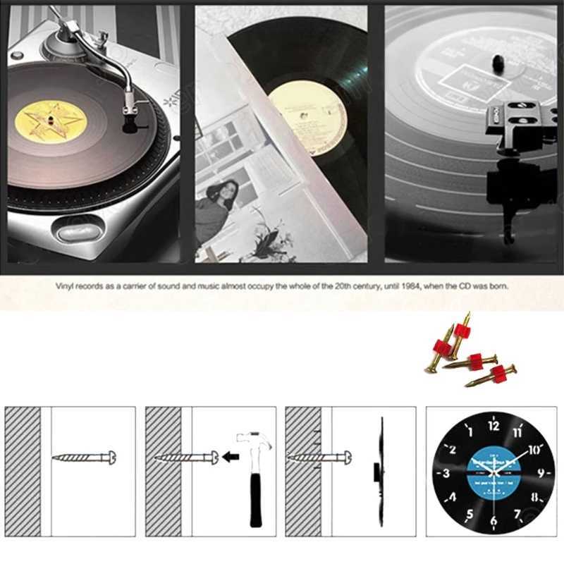 Elegant Counterclockwise Wall Clock 12Inch Quiet Mechanism Vinyls Record Reverse Wall Clock for Bedroom and Living Room C251015