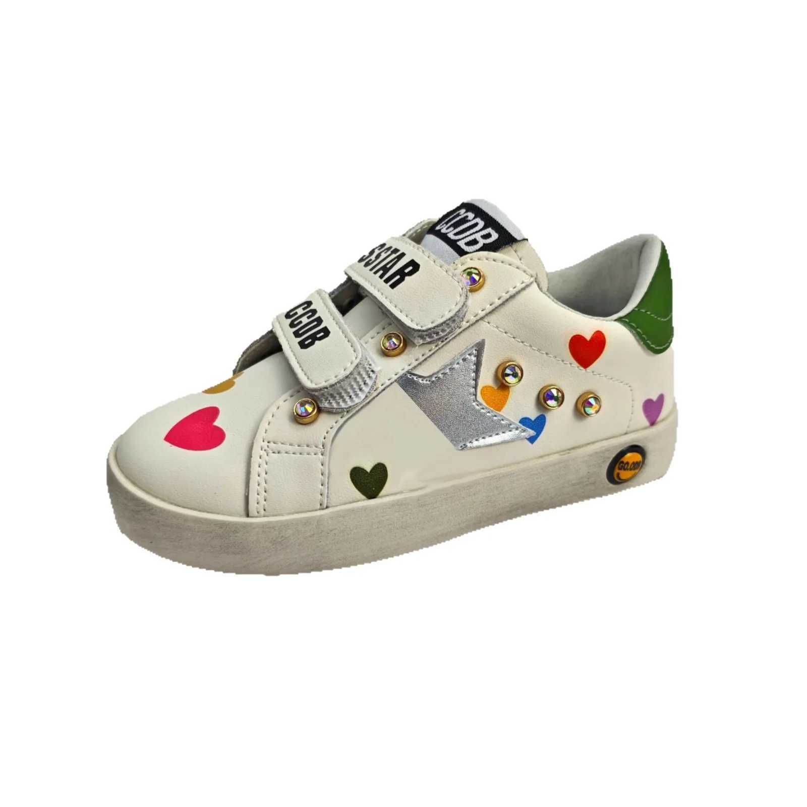 2025 New Fourseason Childrens Girls Sequined Star Genuine Leather Trainers Kids Toddler Princess Soft Soles Skateboard Shoes W251114