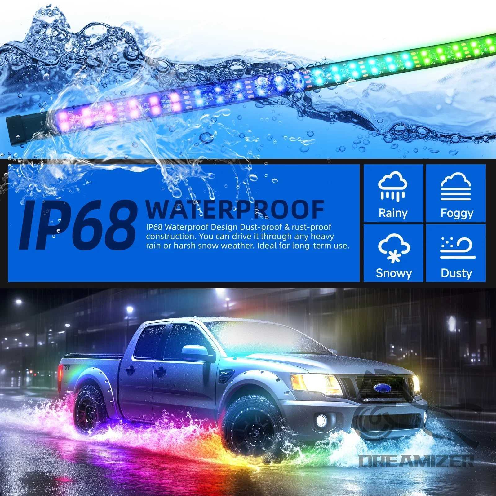 12V Flowing Color RGB LED Strip Under Car Neon Light 60150 BT App Control Car Products 6PCS Waterproof Car Accessories X251015