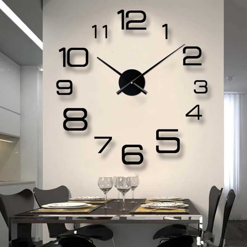 2025 Modern Design Large Wall Clock 3D DIY Quartz Clocks Fashion Watches Acrylic Mirror Stickers Living Room Home Decor Horloge C251015