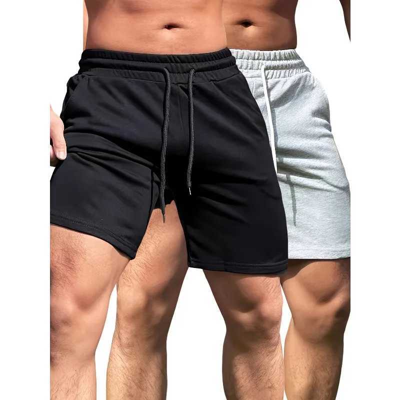 Comfortable cotton shorts mens casual microelastic elastic belt drawstring shorts fitness training comfortable and fashionableT251015