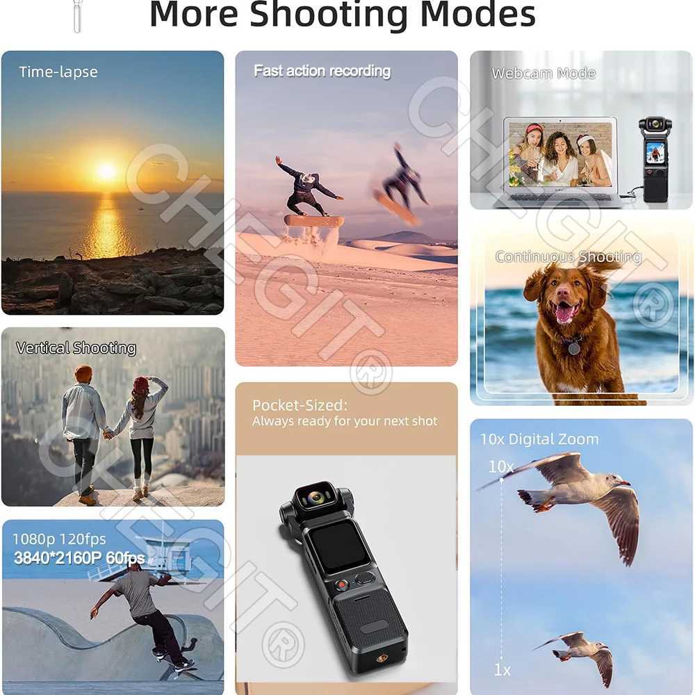 4K Handheld action camera DV Vlog With Touchscreen4K Pocket camera Video recording camera Rechargeable 3000mAh holiday gift J251115