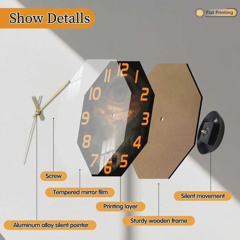 1pc Rich in Eye Mountain Roadscape Octagonal Wall Clock for Living Room and Office Ideal Christmas and New Year Gifts C251015