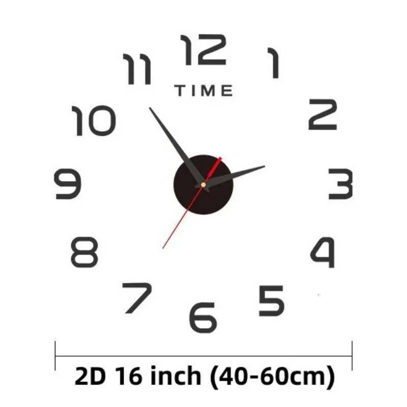 Modern Design Large Wall Clock 2D DIY Quartz Clock Fashion Watch Acrylic Mirror Stickers Living Room Home Decoration Decor C251015