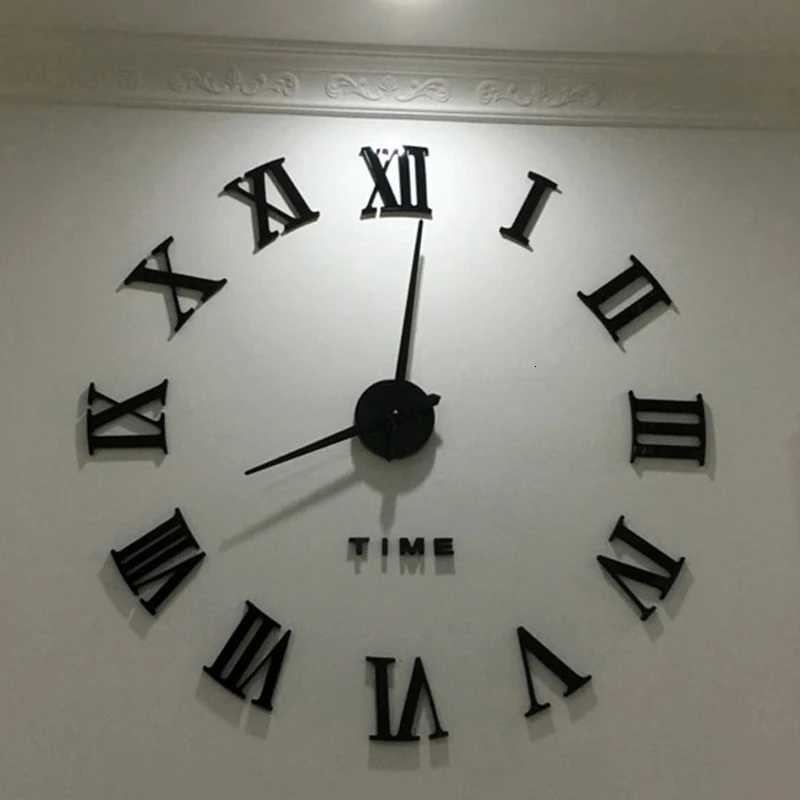 Large 3D DIY Wall Clock Giant Acrylic Mirror Clocks Frameless Big Horloge Home Decoration for Living Room Bedroom Wall Decor C251015