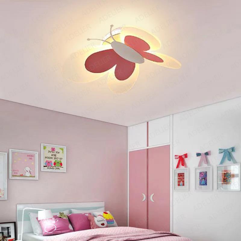 Cartoon Cute Pink Butterfly Wall lamps Ceiling Lights Kids Child Girl Boy Baby Bedroom Nursery School Decor LED Ceiling lamp