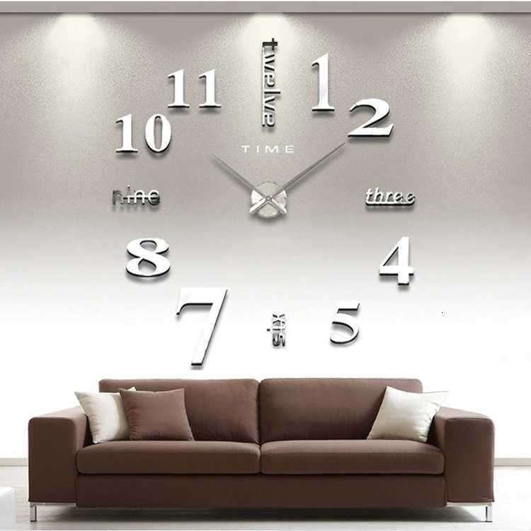 NEW Modern Design Large Wall Clock 3D DIY Quartz Clocks Fashion Watches Acrylic Mirror Stickers Living Room Home Decor Horloge C251015