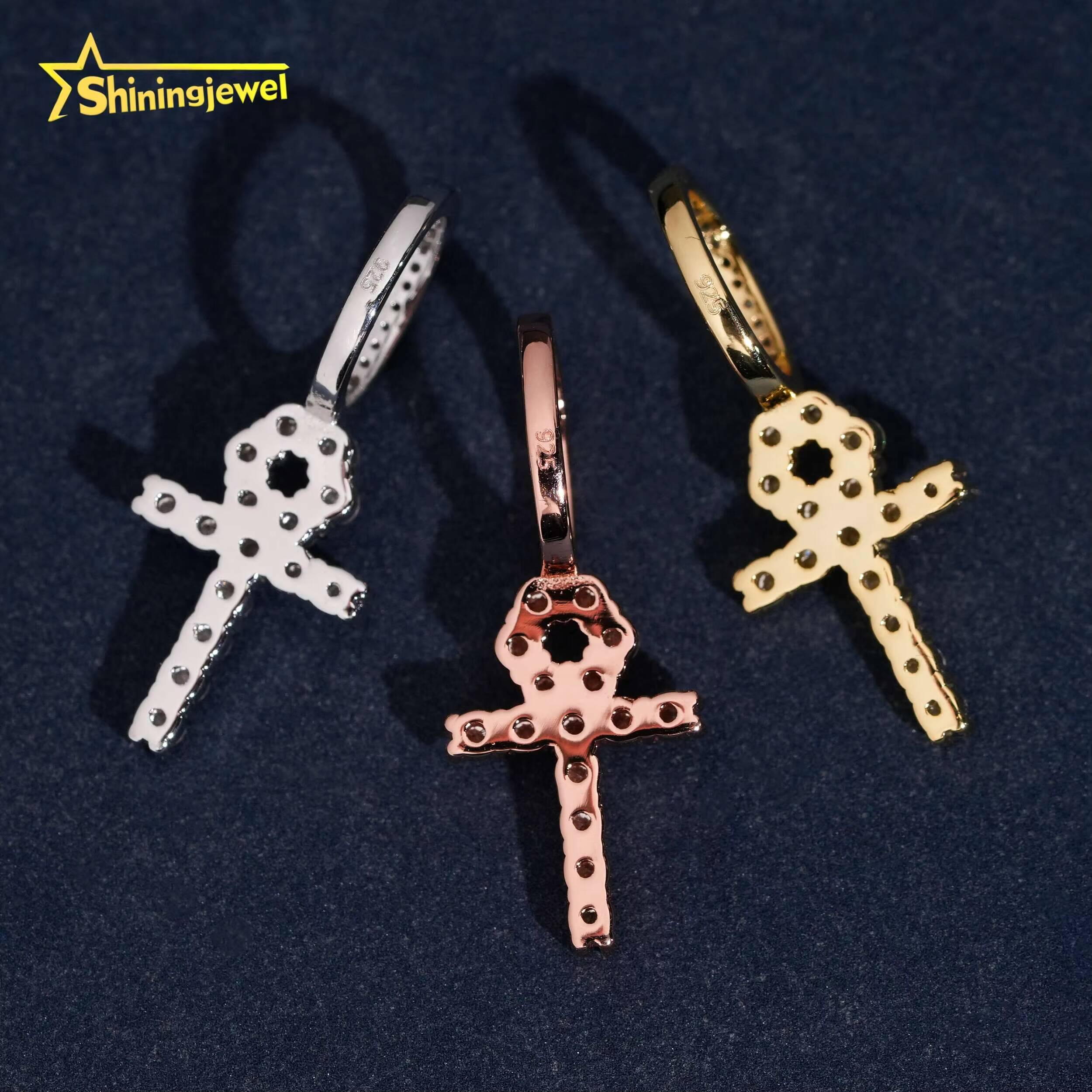 Wholesale Price 925 Silver Moissanite Pendant Iced Out Jewelry Custom Pendant Moissanite Cross Pendant Rapper Jewelry