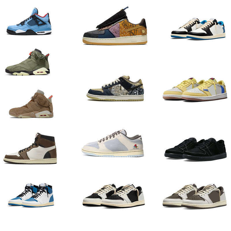 Authentic NEW Travis Cactus Jack fragment design Low OG SP x TS Sail 1S High Military Blue Reverse mocha Sneakers Men Women Sports Shoes With Original box