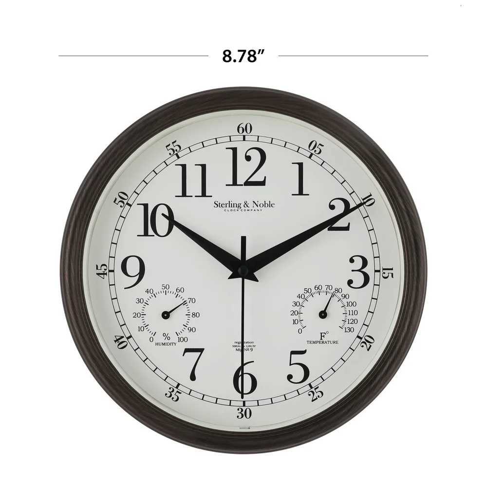 875 Inch Antique Bronze Indoor Outdoor Wall Clock with Thermometer Hygrometer Lightweight Durable Quartz Movement Analog Clock C251015