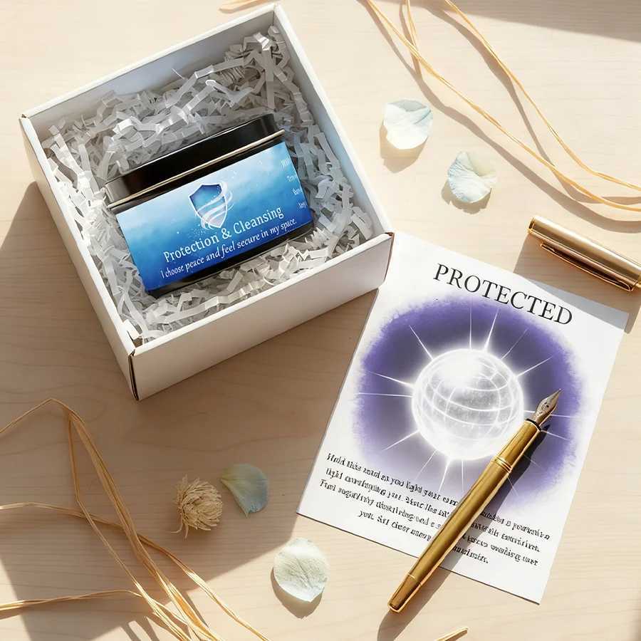 Sage Frankincense Scented Candles Law of Attraction Protection Cleansing Ritual with Crystals Christmas Halloween Home Use C251015