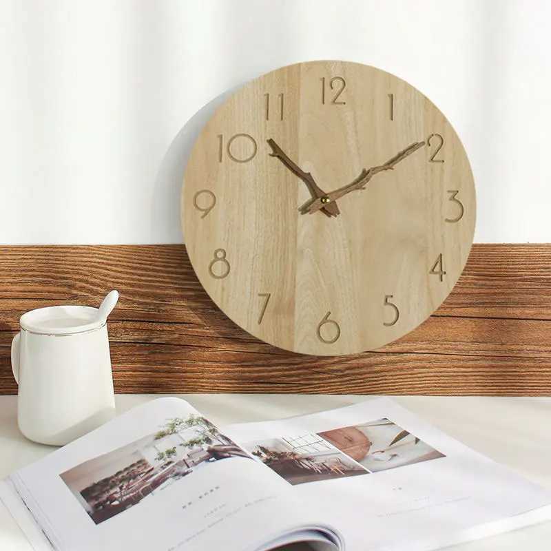 Wooden Arabic Numeral Wall Clock Simple Round Wall Clock Silent Wall Clock No Ticking Living Room Bedroom Decoration Clock C251015