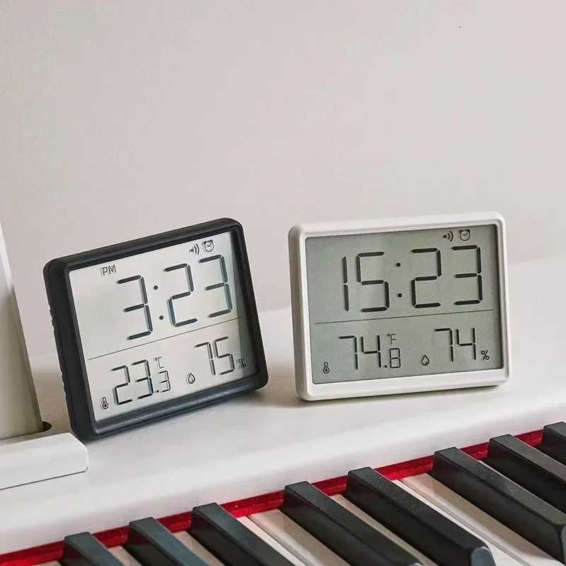3in1 Smart Digital Clock Temperature Humidity Display Alarm UltraThin Adhesive Mount for Wall or Tabletop Use C251015