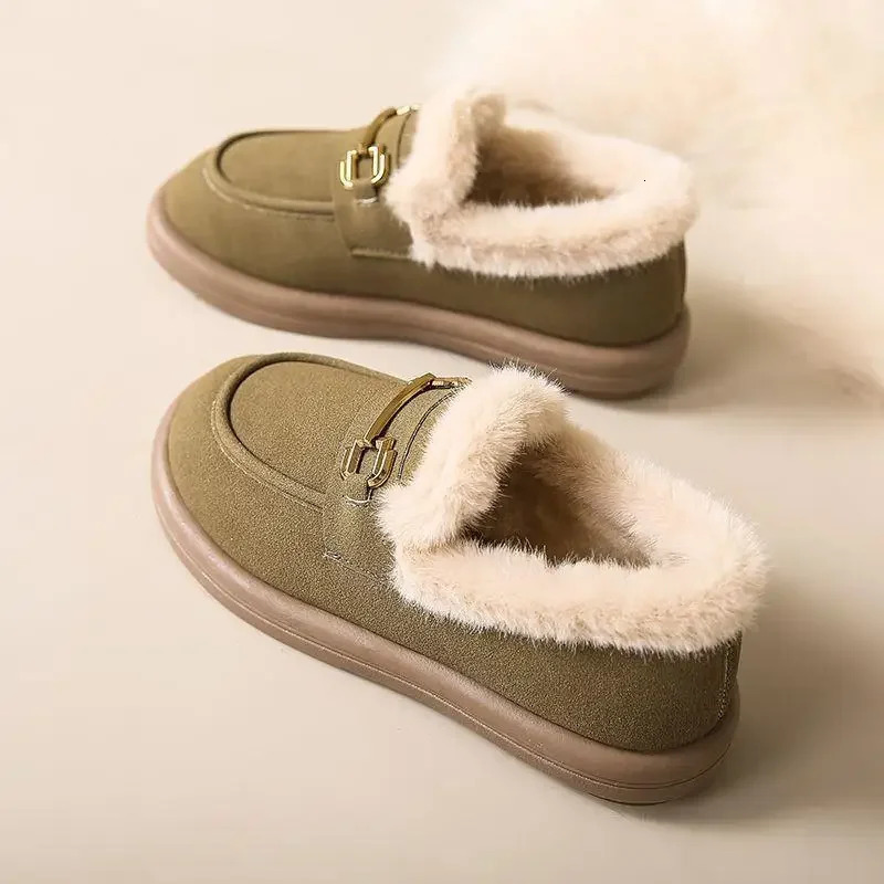 Casual Furry Snow Boots Women Winter Low Cut Short Thickened Warm Cotton Shoes SlipOn Flats Korean Style Flat Heel Shoes 251013