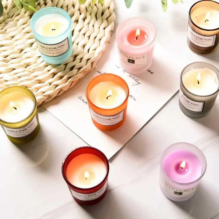 small round cup aroma candle in glass with gift box home fragrance essential oil scented candle home decor gifts C251015