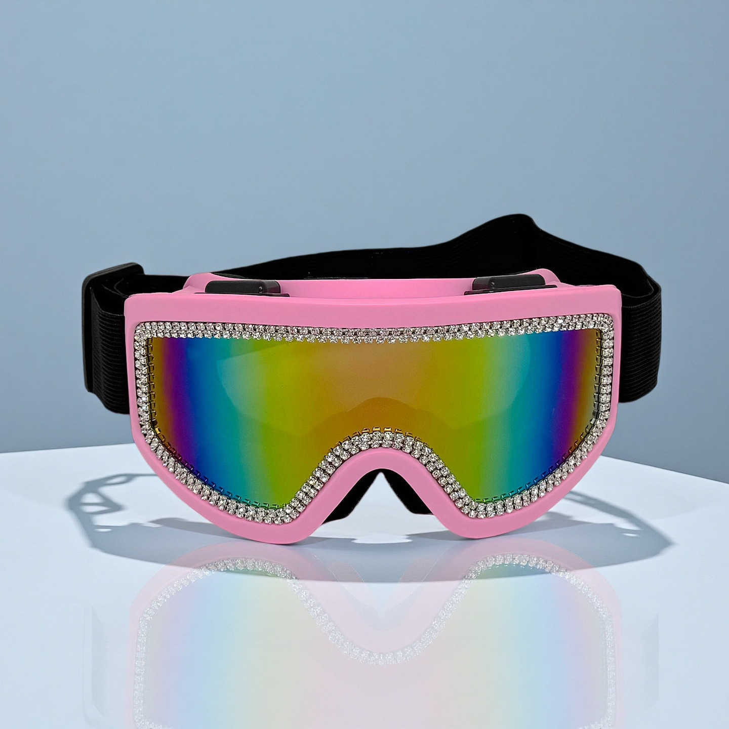 Colorful Fashion Sparkling Diamond Goggles Antifog Dustproof Outdoor Large Frame Motorcycle Ski Goggles for Men and Women H251015