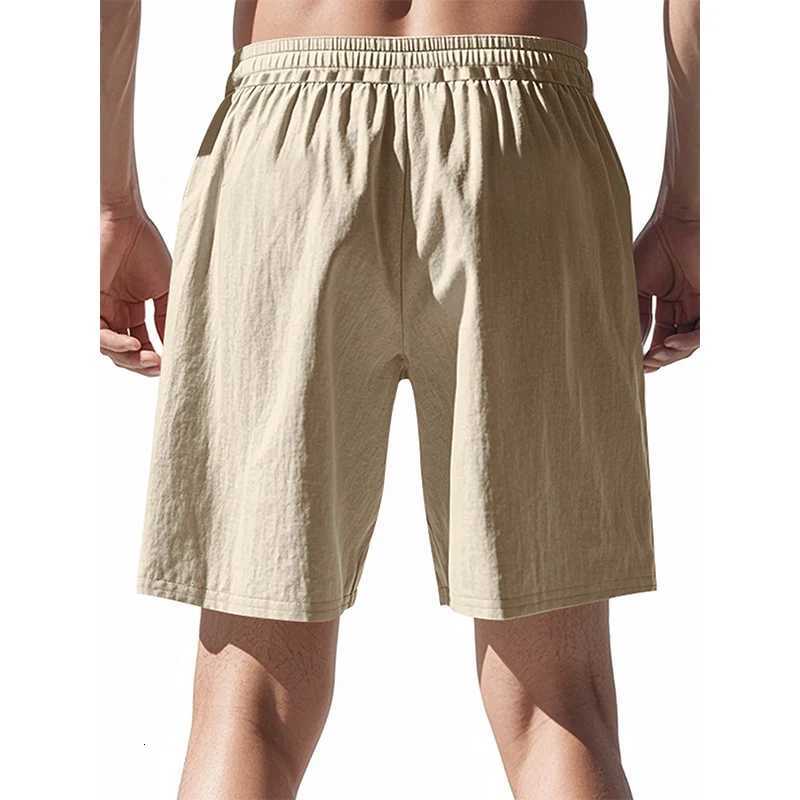 New Mens Cotton Linen Shorts Pants Male Summer Breathable Solid Color Linen Trousers Beach Shorts Fitness StreetwearT251015