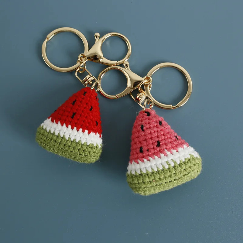 Creative Fruit Series Crochet Keychain Cute Lemon Doll Knitting Keyrings For Bag Pendant Handmake Knit Pineapple Lemon Keyrings 251009
