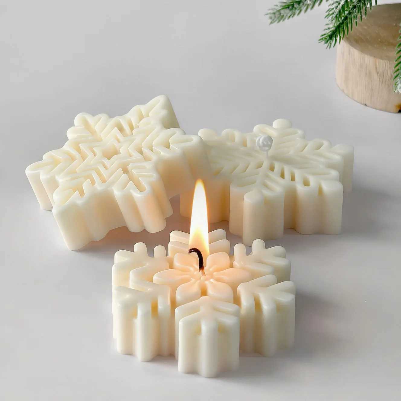 Snowflake Candle Silicone Mold DIY Christmas Soap Wax Melt Mold Aroma Stone Decor Handmade Craft Gift Home Decor Holiday Ornamen C251015