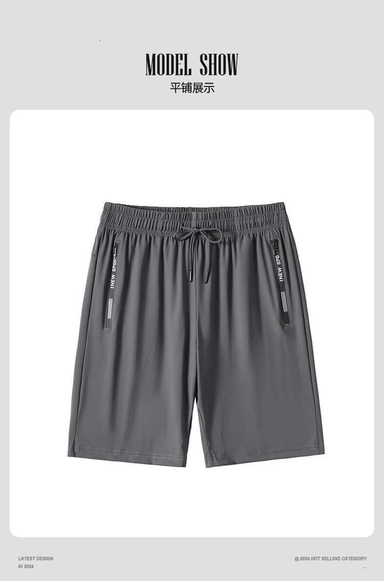 High Quality Polyester Ice Silk Shorts Men 2025 New Korean Version Of Loose Elastic Splicing Beach Five Minute Medium PantsT251015
