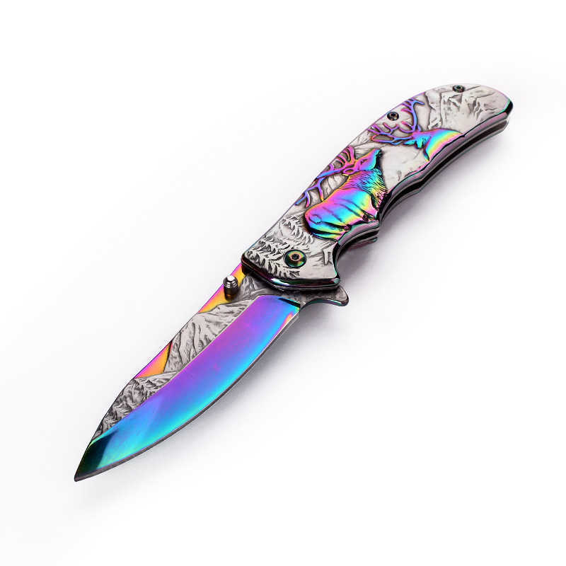 Outdoor Stone Wash Folding Knife Portable Knife Camping Survival High Hardness Precision Pressed Relief Folding Knife Outdoor Fruit Knife H251015