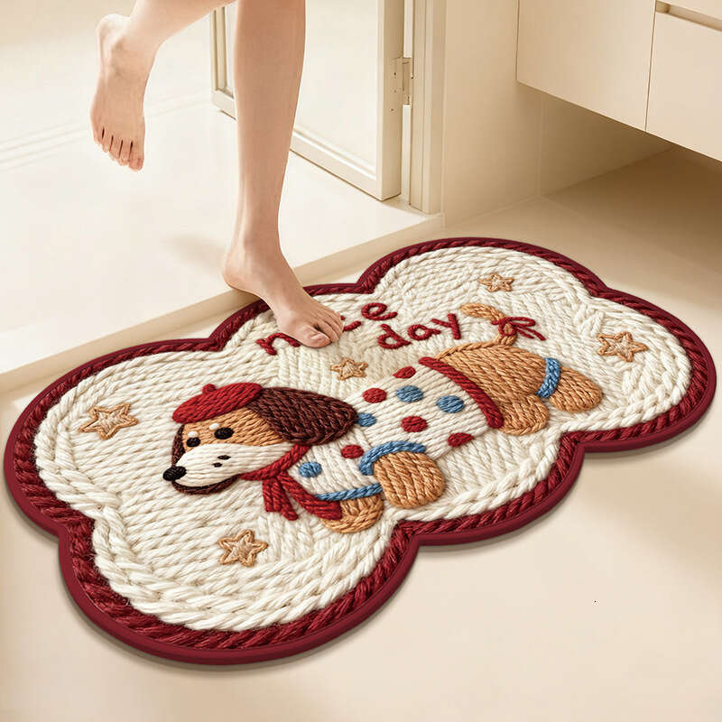 Designer style Imitation Wool Knitted Bathroom Absorbent Cartoon Floor Toilet Foot Washroom Test Doorway Non-Slip Mat