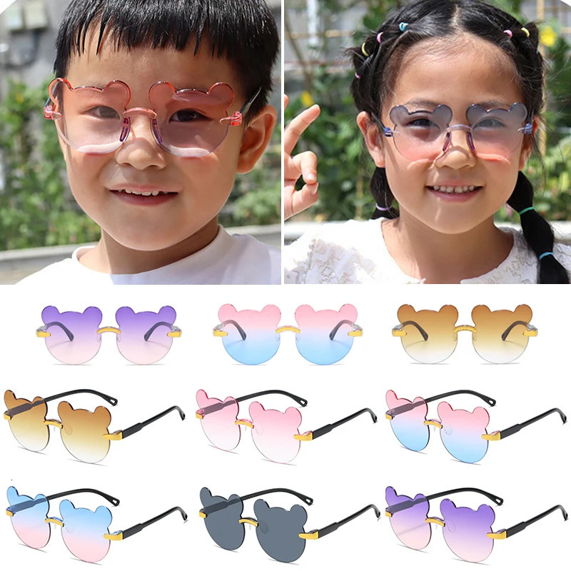 Fashion Kids Sunglasses Cartoon Bear Shape Child Black Sun Glasses Antiuv Baby Sunshading Eyeglasses Girl Boy Sunglass Z260305