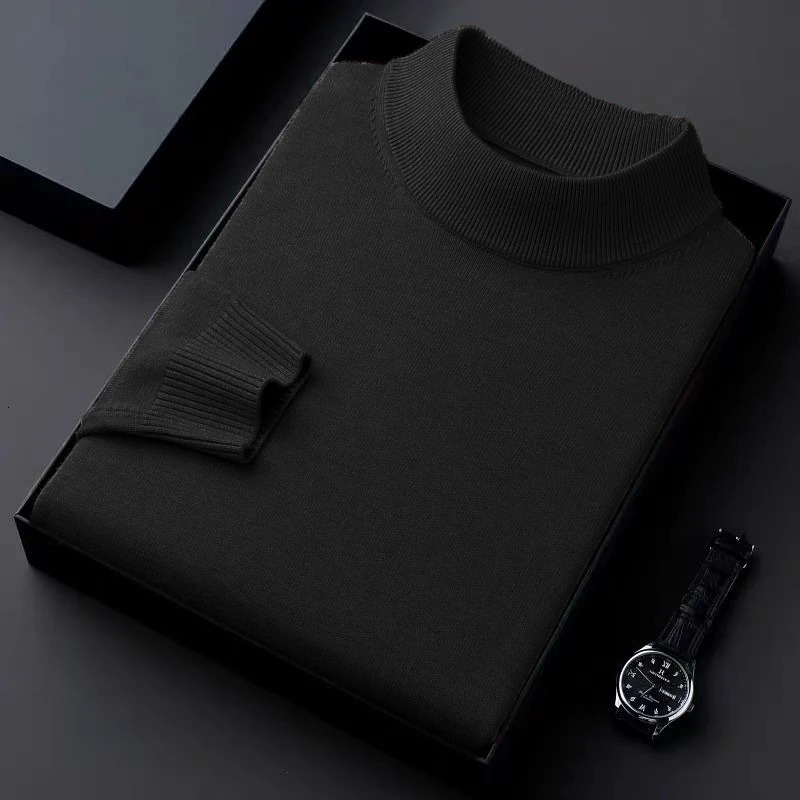 Autumn Mens Mock Neck Sweaters Casual Turtleneck Knitted Long Sleeve Pullover Sweater Winter Outdoor Warm Basic Casual Tops 251013