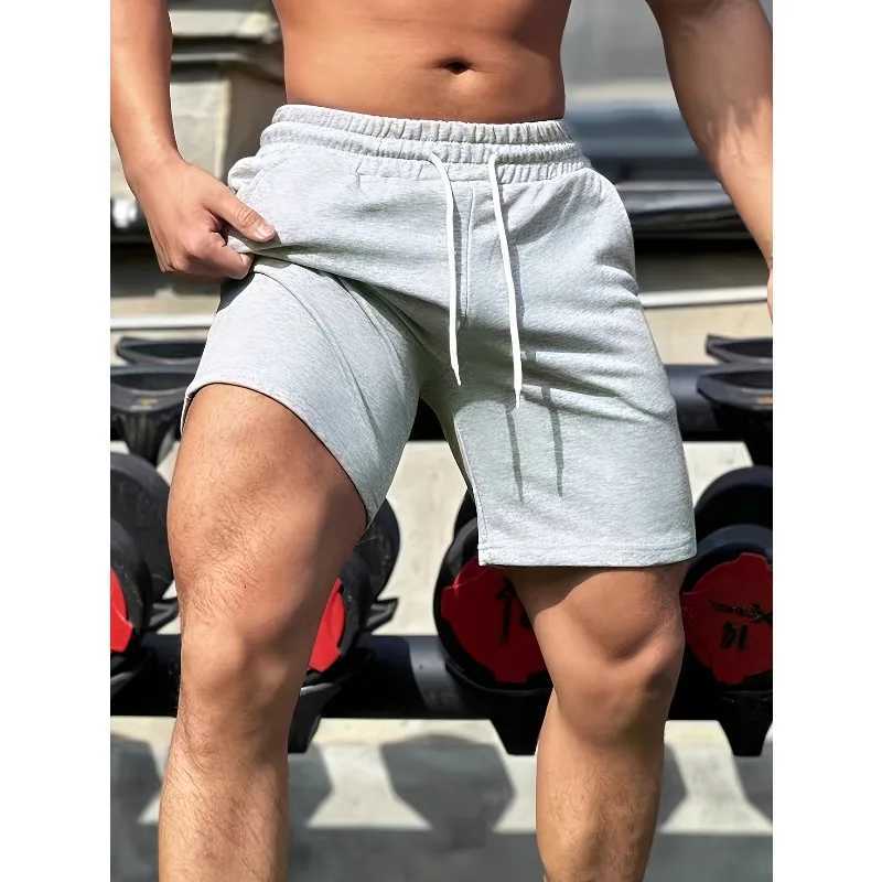 Comfortable cotton shorts mens casual microelastic elastic belt drawstring shorts fitness training comfortable and fashionableT251015