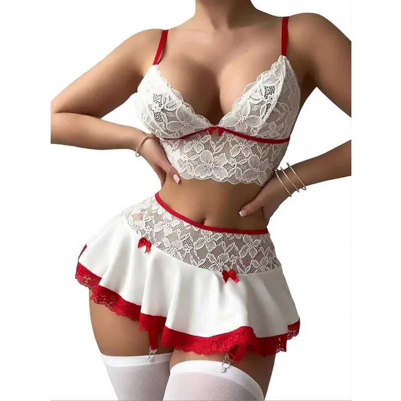 Cosplay Sexy Seamless Underwear Fancy Women Erotic Outfit Open Bra Fantasy Mini Skirt Garter Set R251015
