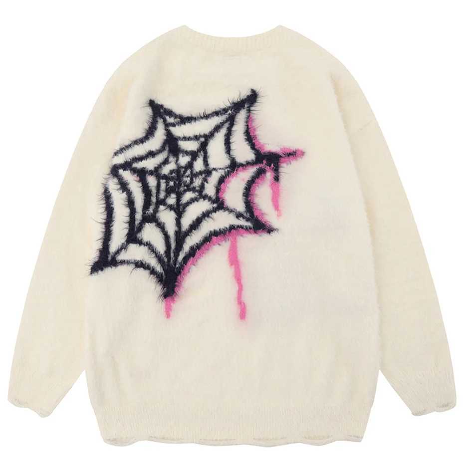 Star Spider Sweater Goth Punk Harajuku Hip Hop Streetwear Sweaters Men 2023 Fall Winter Oversized Knitted Jumper Pullover Black J251015