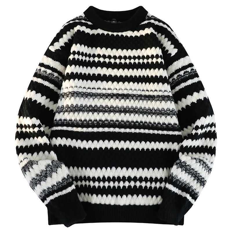 Autumn and Winter New Long Sleeved Round Neck Striped Pullover Sweater Versatile Breathable Fashionable Casual and Warm Top J251015