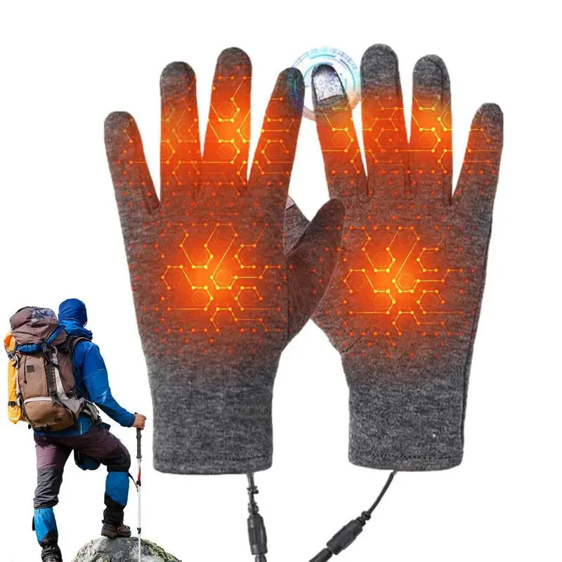 Winter Warm USB Charge Electric Liner Heated Gloves Outdoor Riding Skiing Motorcycling Gloves Cycling Accessories Hand Warmer 251009