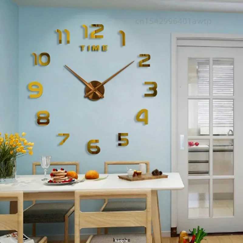 Modern Design Large Wall Clock 2D DIY Quartz Clock Fashion Watch Acrylic Mirror Stickers Living Room Home Decoration Decor C251015