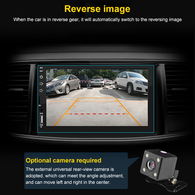 Universal 2 Din Car Radio 7" Touch Screen Multimedia Player Car Player Universal MP5 Player Audio USB TF Bluetooth With Rearview Camera And SWC