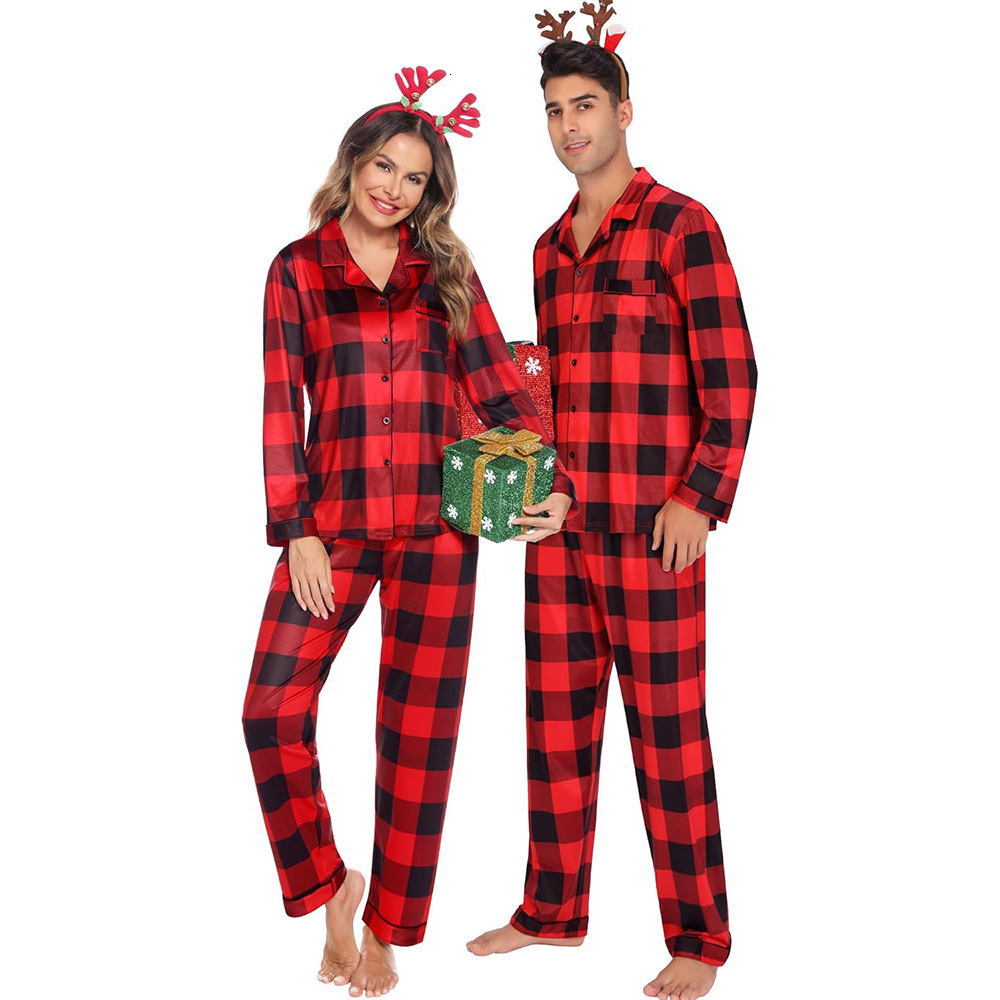 2025 New Mens Trendy Plaid Pattern Printed Home Casual Pajamas Set
