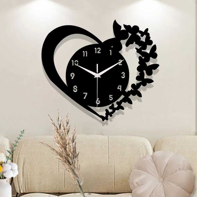 Heart shaped frameless design acrylic silent clock living room bedroom home decoration Mothers Day New Year Easter gift C251015