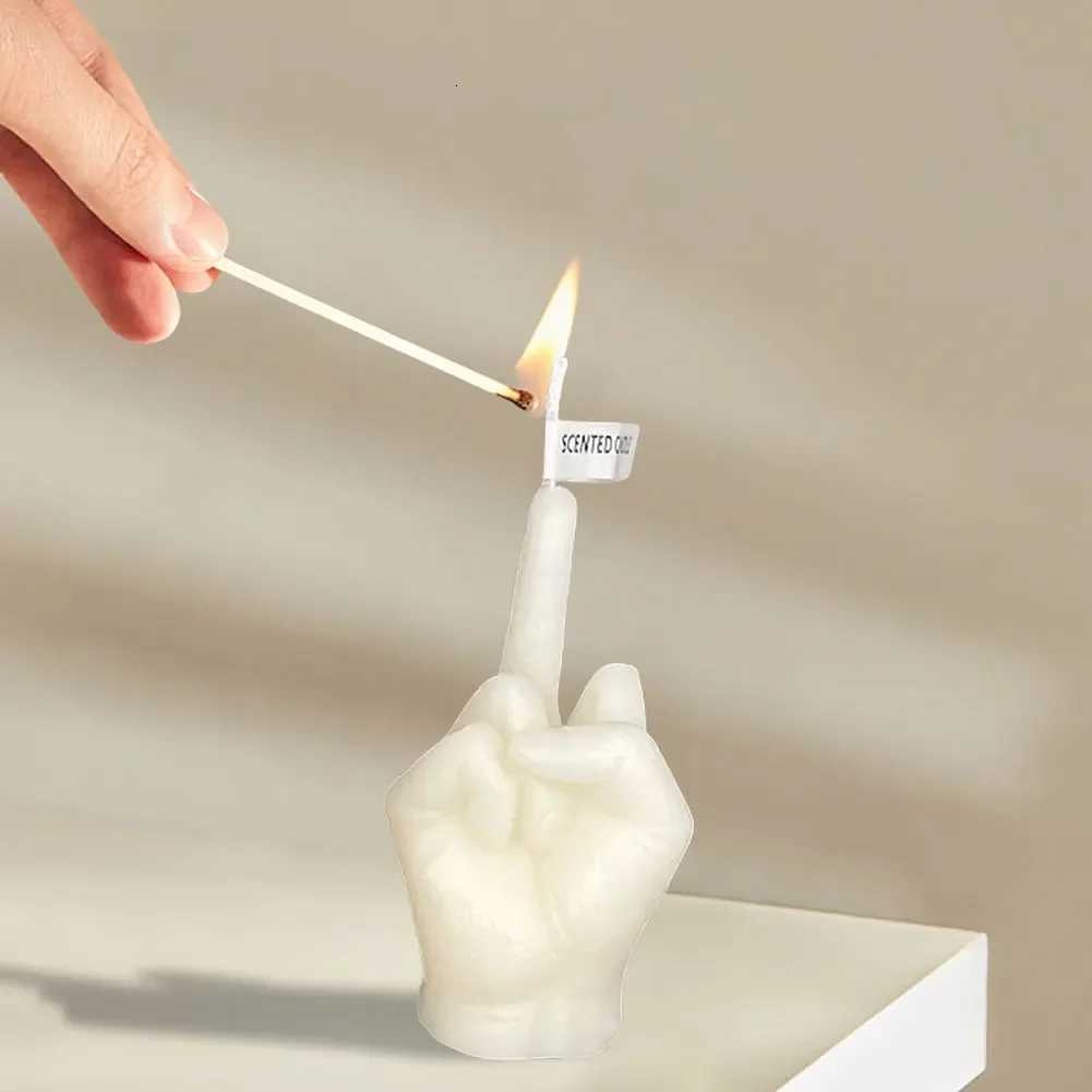 Middle Finger Scented Candle Creative Candle Fragrance Candle Middle Finger Shaped Model Scented Candle for Bedroom Living Room C251015
