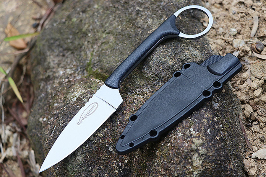 M7844 Survival Straight Knife 3Cr13Mov Titanium Coating Drop Point Blade Full Tang GRN Handle Outdoor Camping Fixed Blade Knives with Kydex