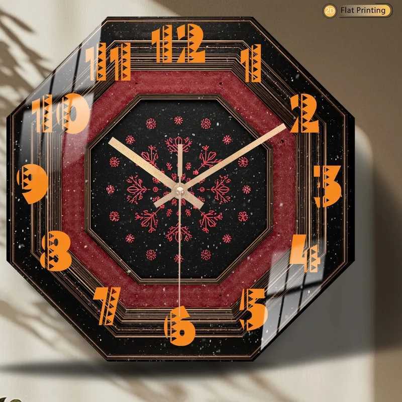 1pc Sophisticated Winter Snowflake Octagon Black Wooden Wall Clock for Living Room Bedroom Birthday Mothers Day Gift C251015