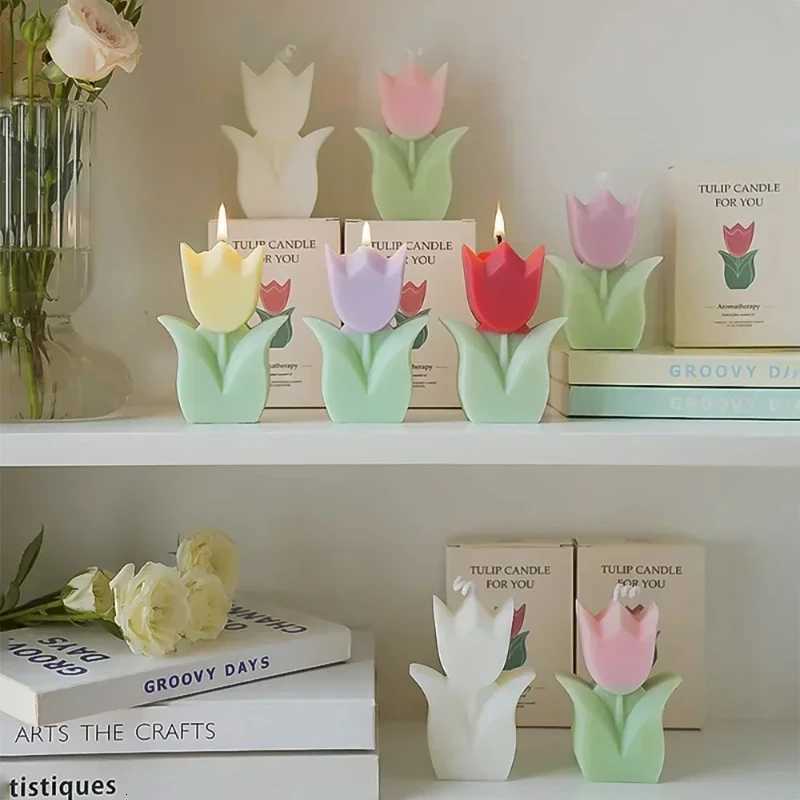 Creative Wedding Guest Candles Gifts Tulip Flower Aromatherapy Candle Aesthetic Room Decor Aromatic Candles Girl Birthday Gifts C251015