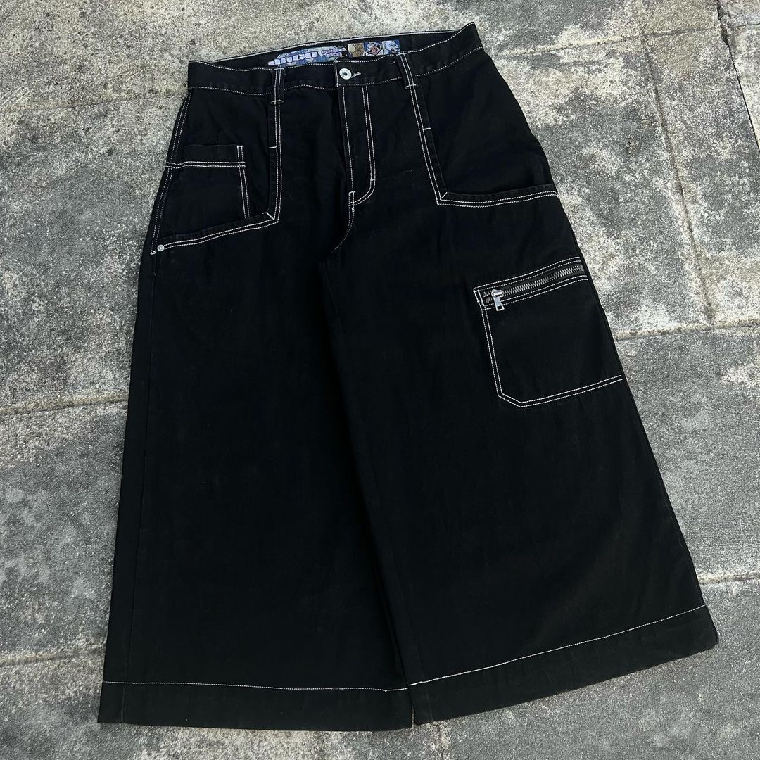 Men's Jeans American Hip-hop Skateboarding Teen Fashion Brand Loose Large Pocket Aipper Wide-leg Pants High Street Trend Print Versatile Loose Je