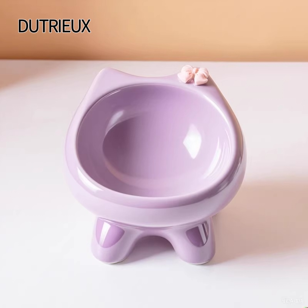 K3225 Heavy Base Anti-Tip Ceramic Pet Food Bowl Creative Elevated Design Dropshipping