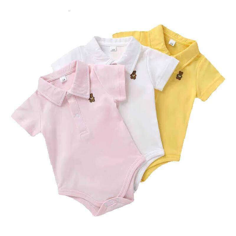 Baby Romper 0-12 Months Summer Solid 3 Colours Polo Infant Boy Girl Clothes jumpsuit born Bebies Roupas 211101 J250625