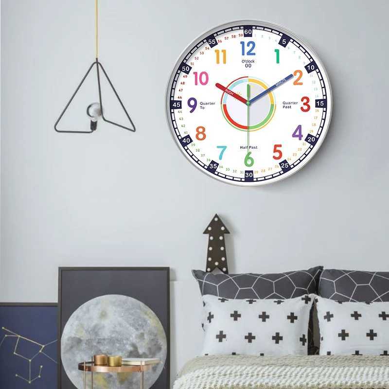 810inch NonTicking Learning Wall Clock Hanging Clocks Children rooms Teaching Clock Educational Tool Kids Room Home Decor C251015