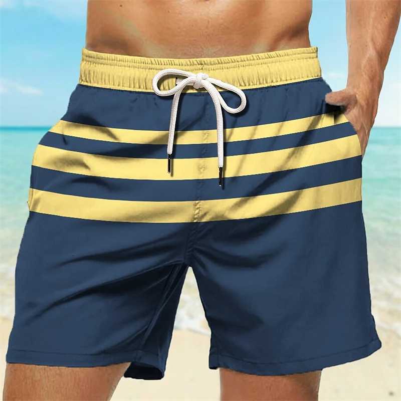 Simple Fashion Stripe Graphic Beach Shorts For Men Trend Summer Streetwear 3D Printed Short Pants Casual Oversized Swim TrunksT251015