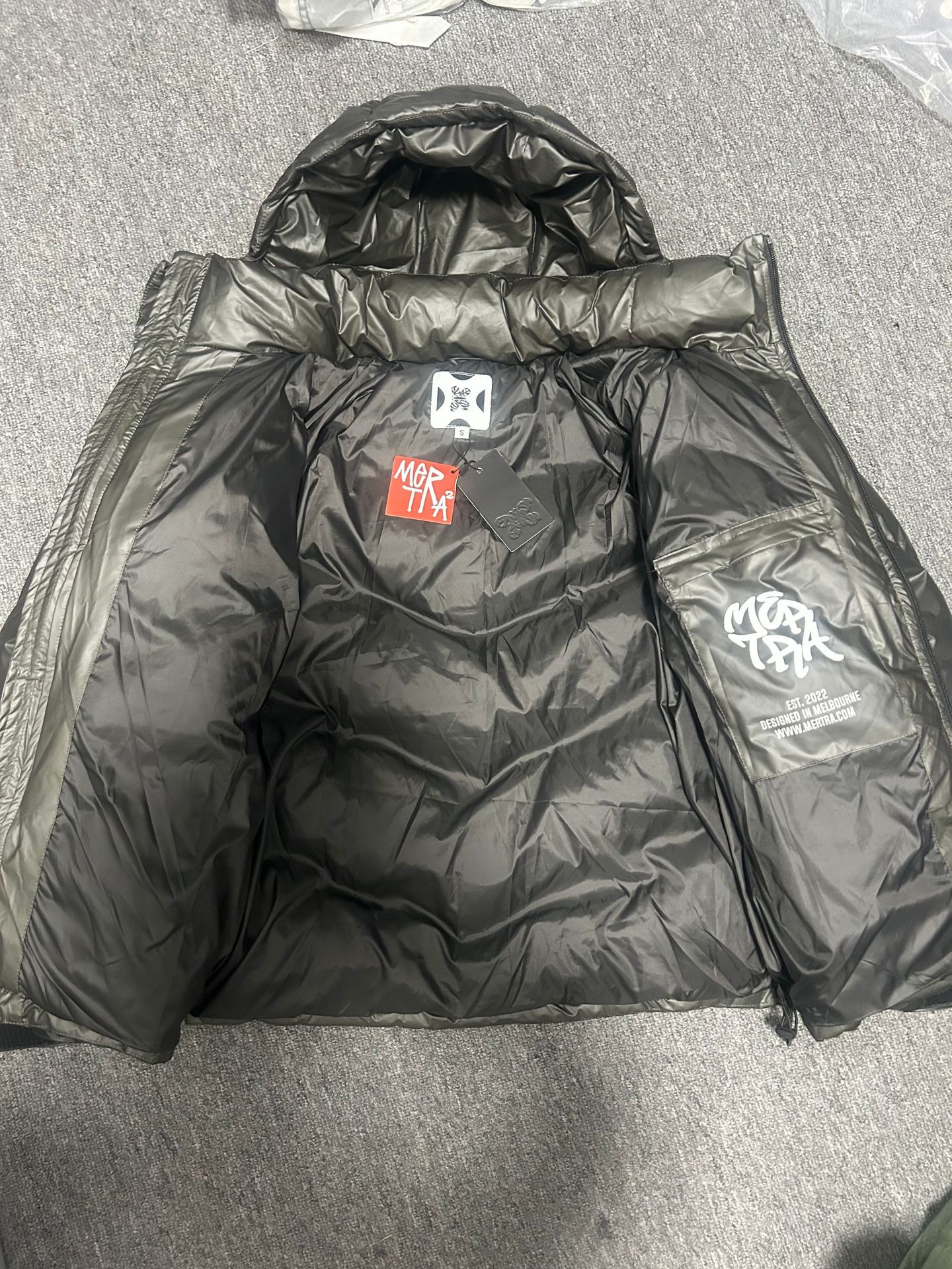 Men's Down Jacket Mertra Thermal Sensing Cotton Jacket - Green Thickened Patchwork Embroidered Warm Puffer Coat windproof and waterproof Unisex L