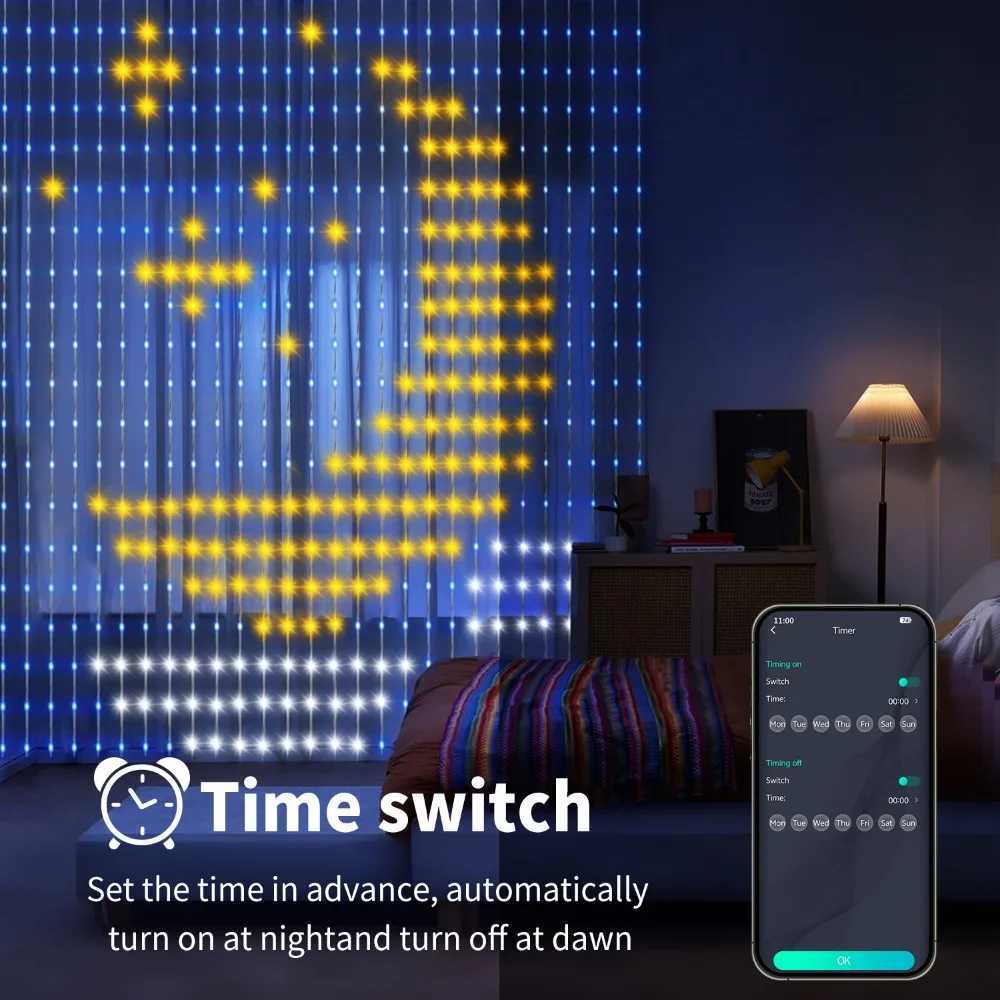 Smart Curtain Lights DIY Color Changing Fairy String Lights Music Sync for Indoor Outdoor Courtyard Garden Christmas Decoration X251015 - view 6